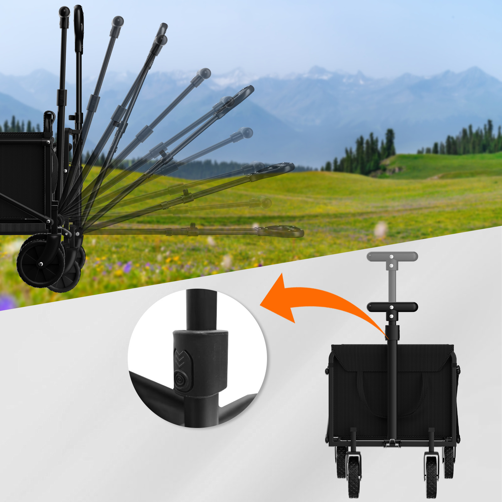 Small Collapsible Folding Wagon Beach Wagon Cart Heavy Duty Utility Grocery Cart