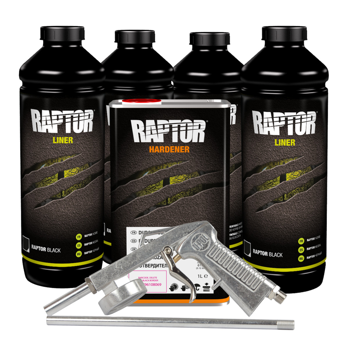 U-POL 820V VOC Raptor Black Truck Bed Liner Kit w/ FREE Spray Gun (4 Liter)