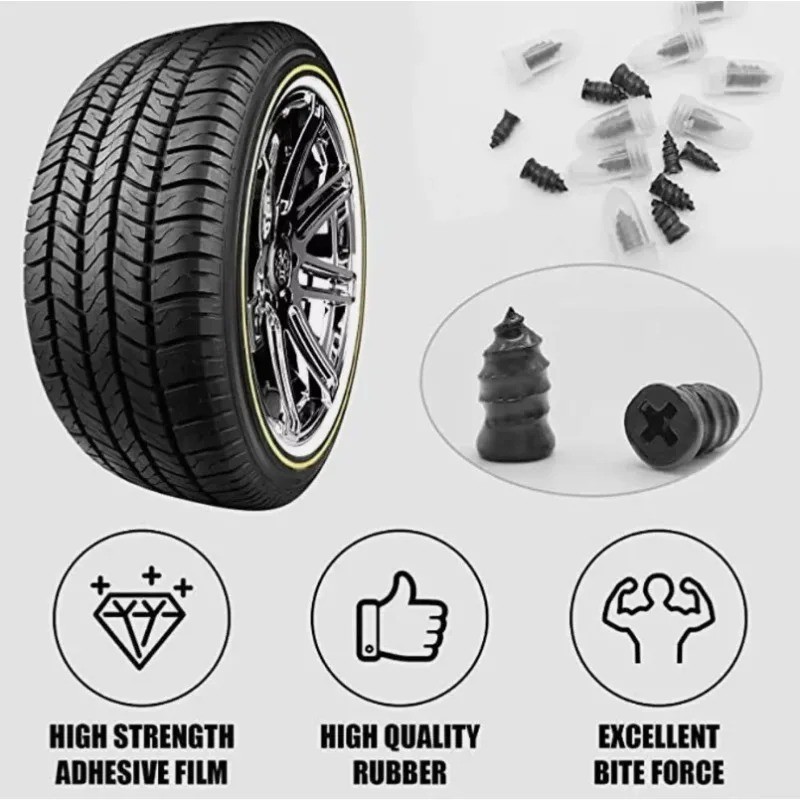 60pcs Car Tubeless Vacuum Tyre Puncture Repair Kit Screw Nails Tire Patch Plug