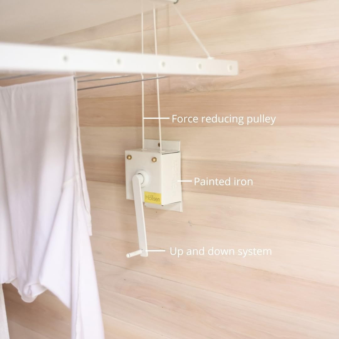 Ceiling Mounted Pulley Drying Rack – Compact Aluminum Clothesline with Mesh Shel