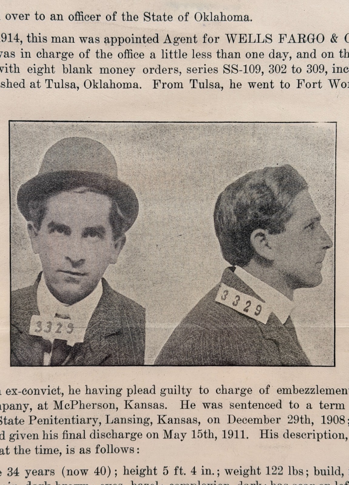 Antique Wells Fargo & Co Reward Wanted Poster Criminal Robber Western Outlaw #3