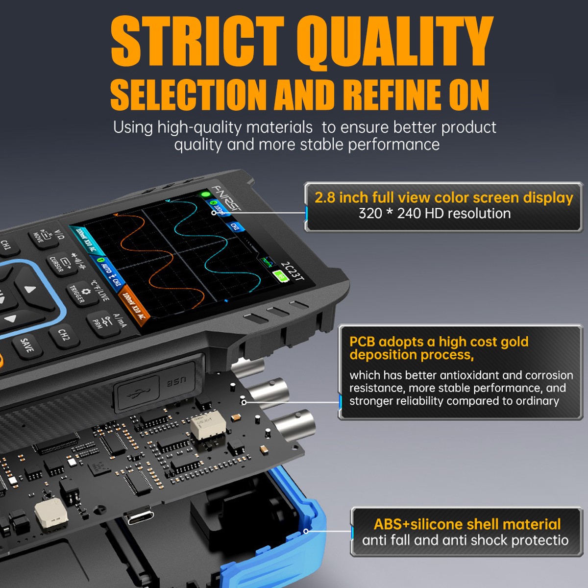 New FNIRSI 2C23T 3-in1 handheld digital oscilloscope multimeter signal generator