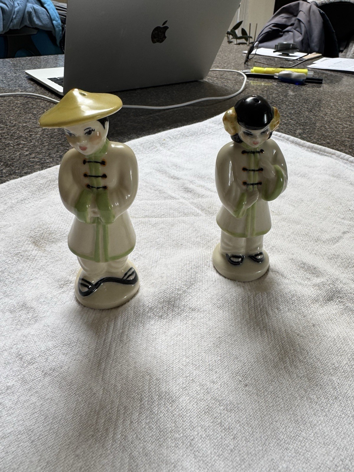 Ceramic Arts Studio Asian Couple Salt & Pepper Shaker Set - Madison WI 1940s-50s