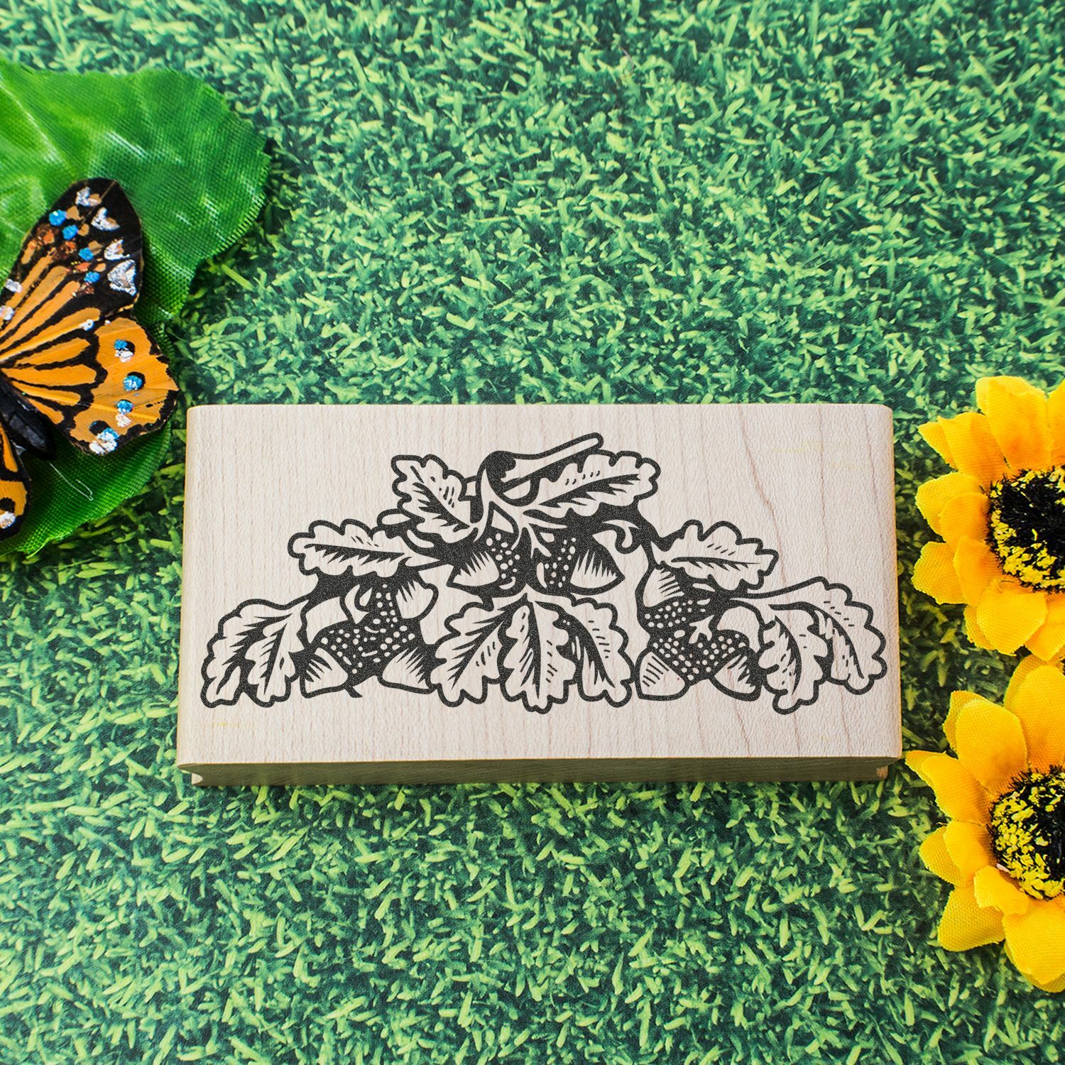 Acorns with Leaves Art Rubber Stamp