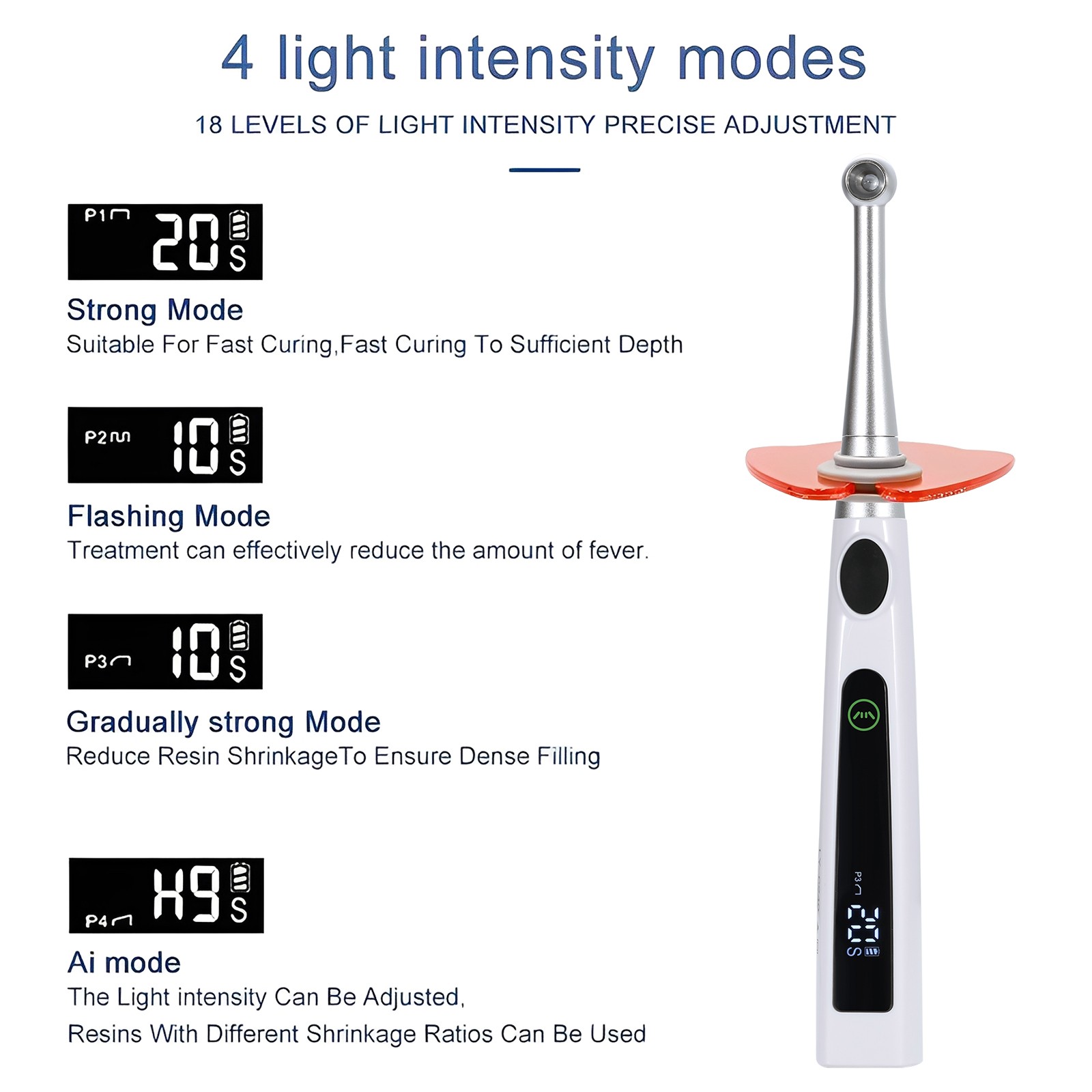 Dental Wireless LED Curing Light 1 Second Cure Lamp Metal Head AI