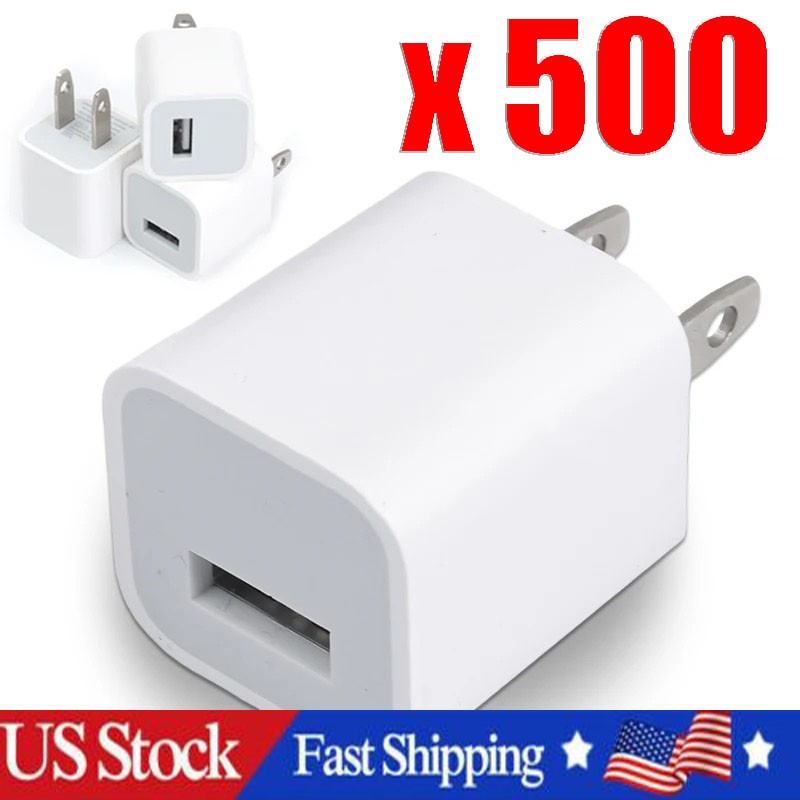 White 1A USB Power Adapter AC Home Wall Charger US Plug FOR iPhone 5 6 7 8 LOT
