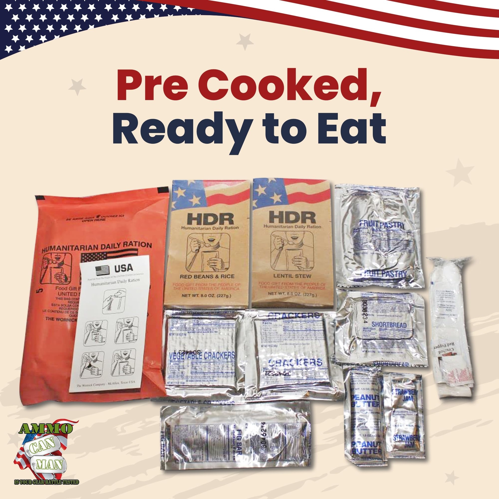 Humanitarian Daily Ration MRE Case � 5 US FEMA Emergency rations MRE Varieties -