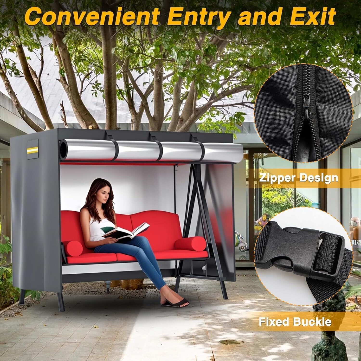 Outdoor Swing Cover 3 Triple Seater Waterproof Patio Swing Canopy Cover us