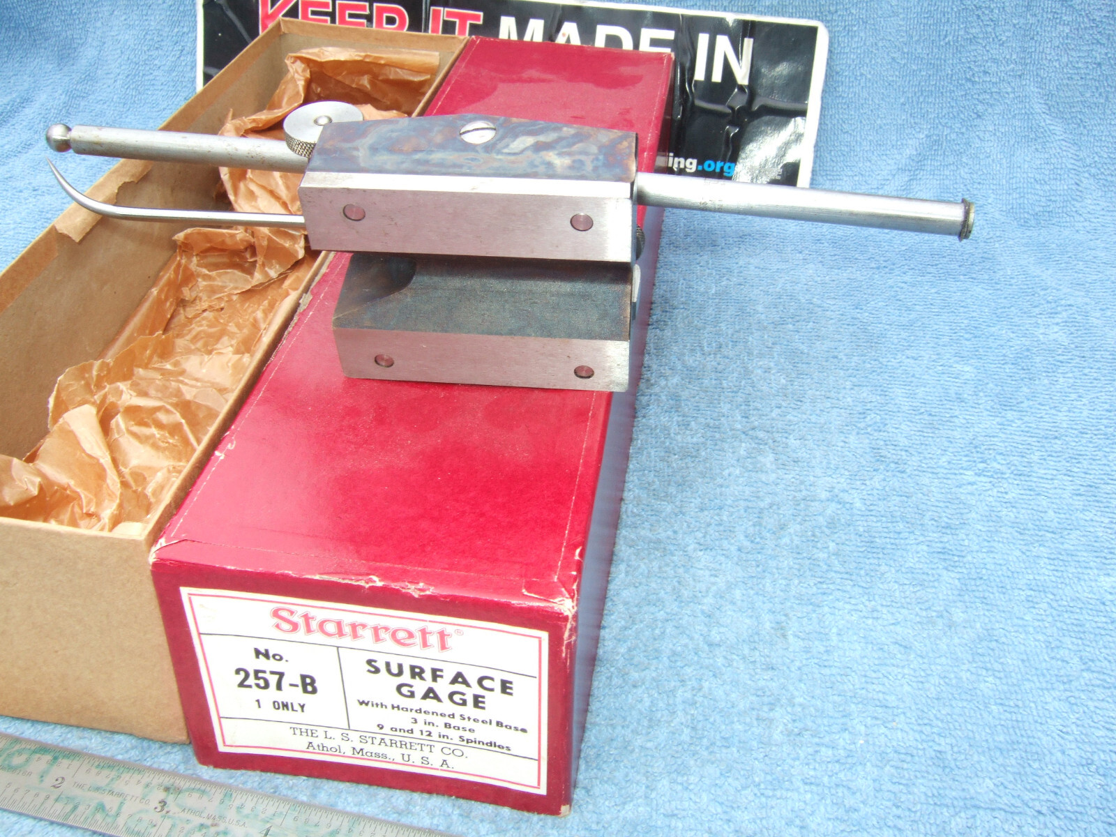 STARRETT SURFACE GAGE 257b OLD VINTAGE PRECISION INSPECTION TOOL GRINDER MILL #A