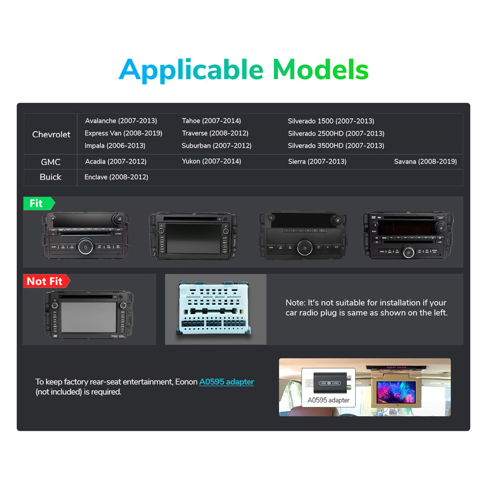 CAM+Car Stereo Android 12 8Core 4+64 For GMC Chevrolet Chevy Yukon Sierra Acadia