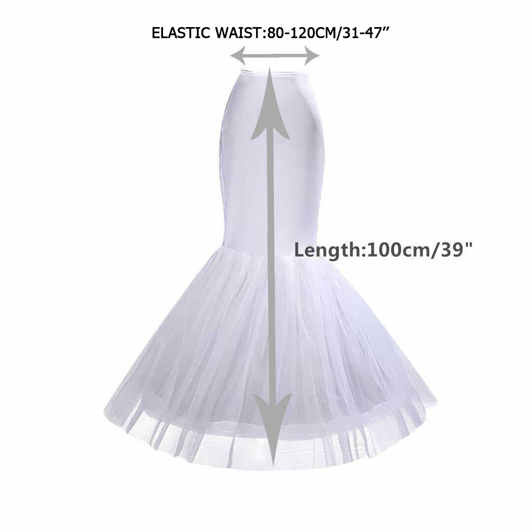 Women's Mermaid Fishtail Crinoline Petticoat Floor Length Wedding Underskirt