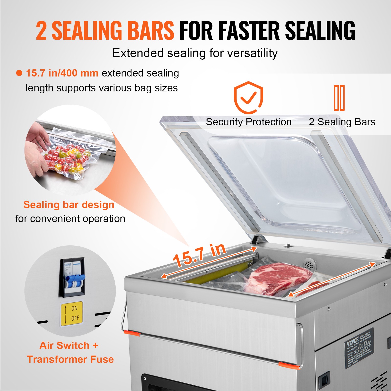 VEVOR Chamber Vacuum Sealer Commercial Vacuum Sealing Bag Packing Machine 600W