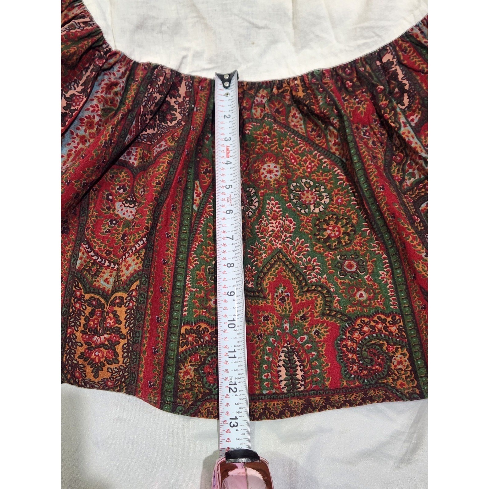 Ralph Lauren Cardiff Paisley Full Bedskirt Dust Ruffle 13" Drop Red, Green