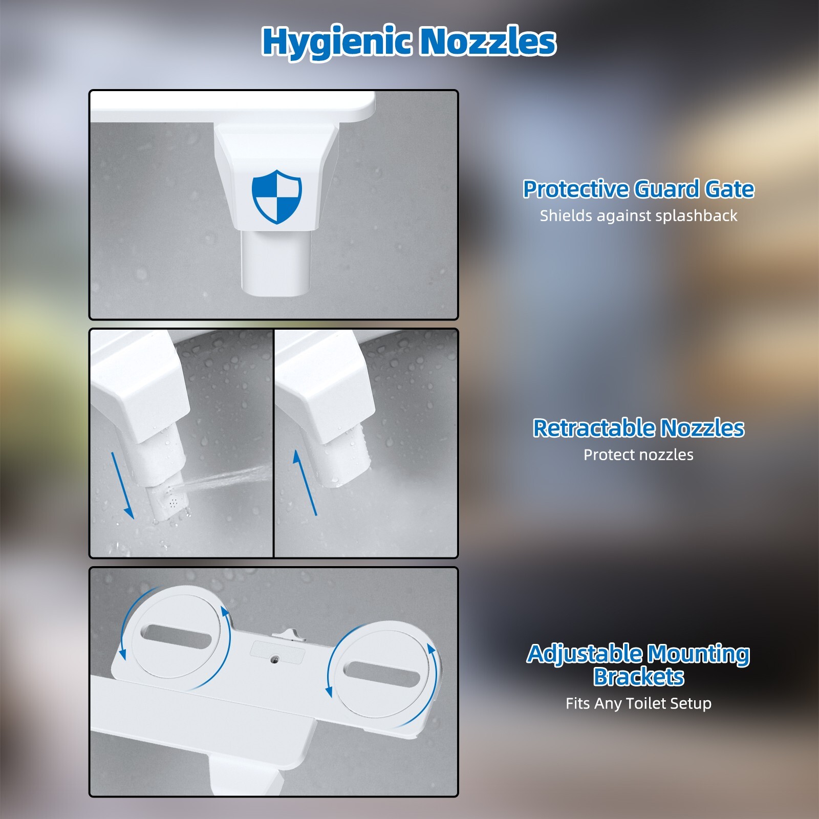 Bidet Fresh Water Spray Kit Non Electric Toilet Seat Attachment with Dual Nozzle