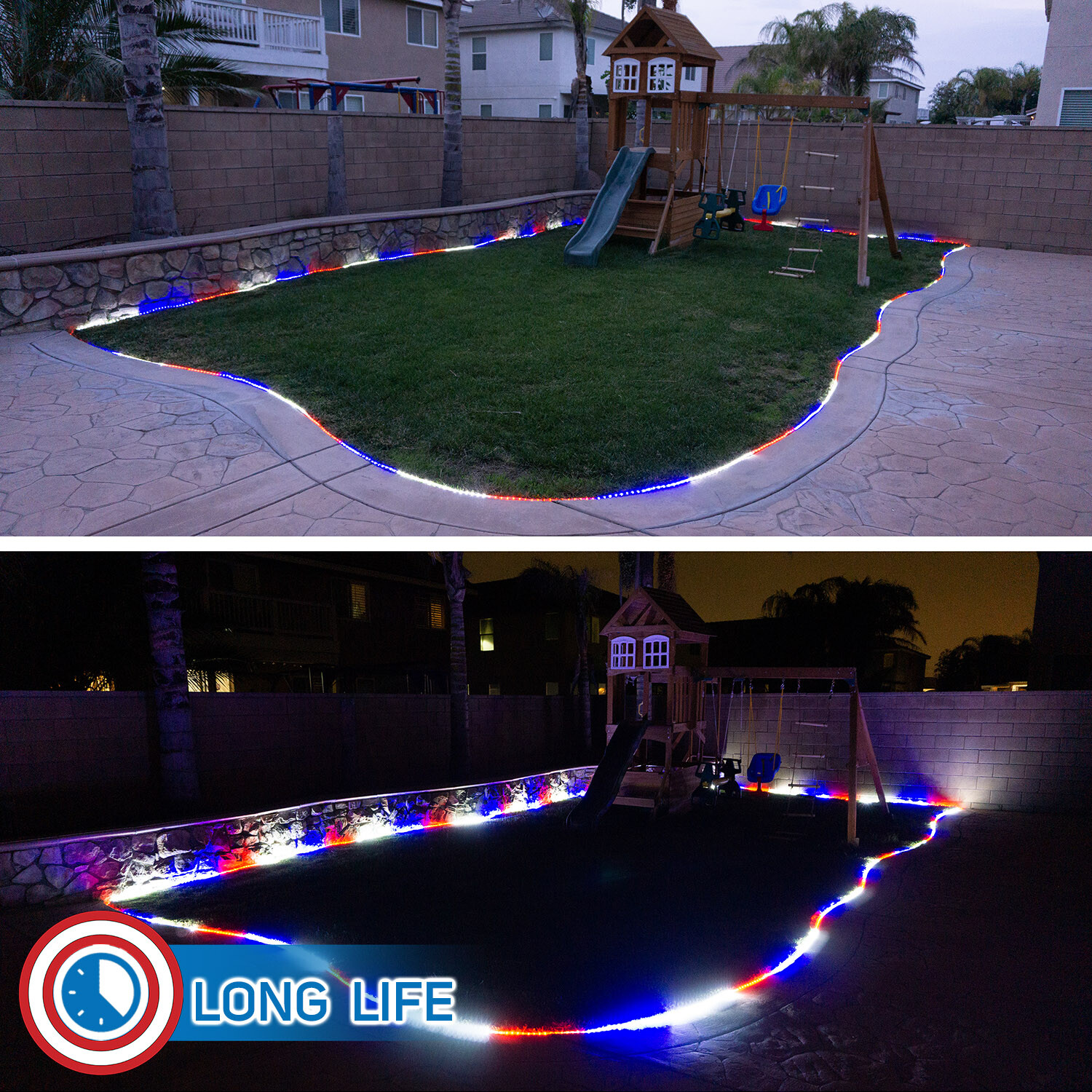 Russell Decor LED Rope lights 10-200ft Red White Blue Patriots Independence Day