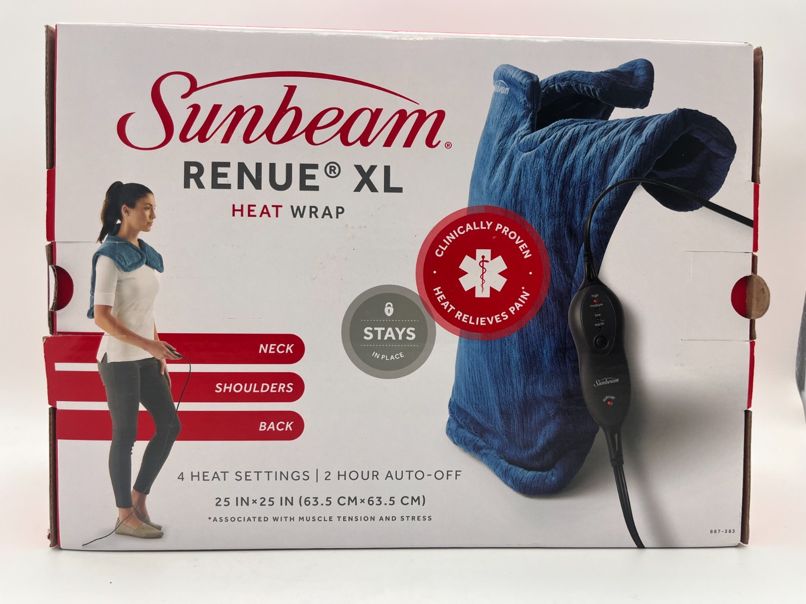 SUNBEAM RENEU XL HEAT WRAP NECK SHOULDERS BACK 25" x 25" NEW MR 979