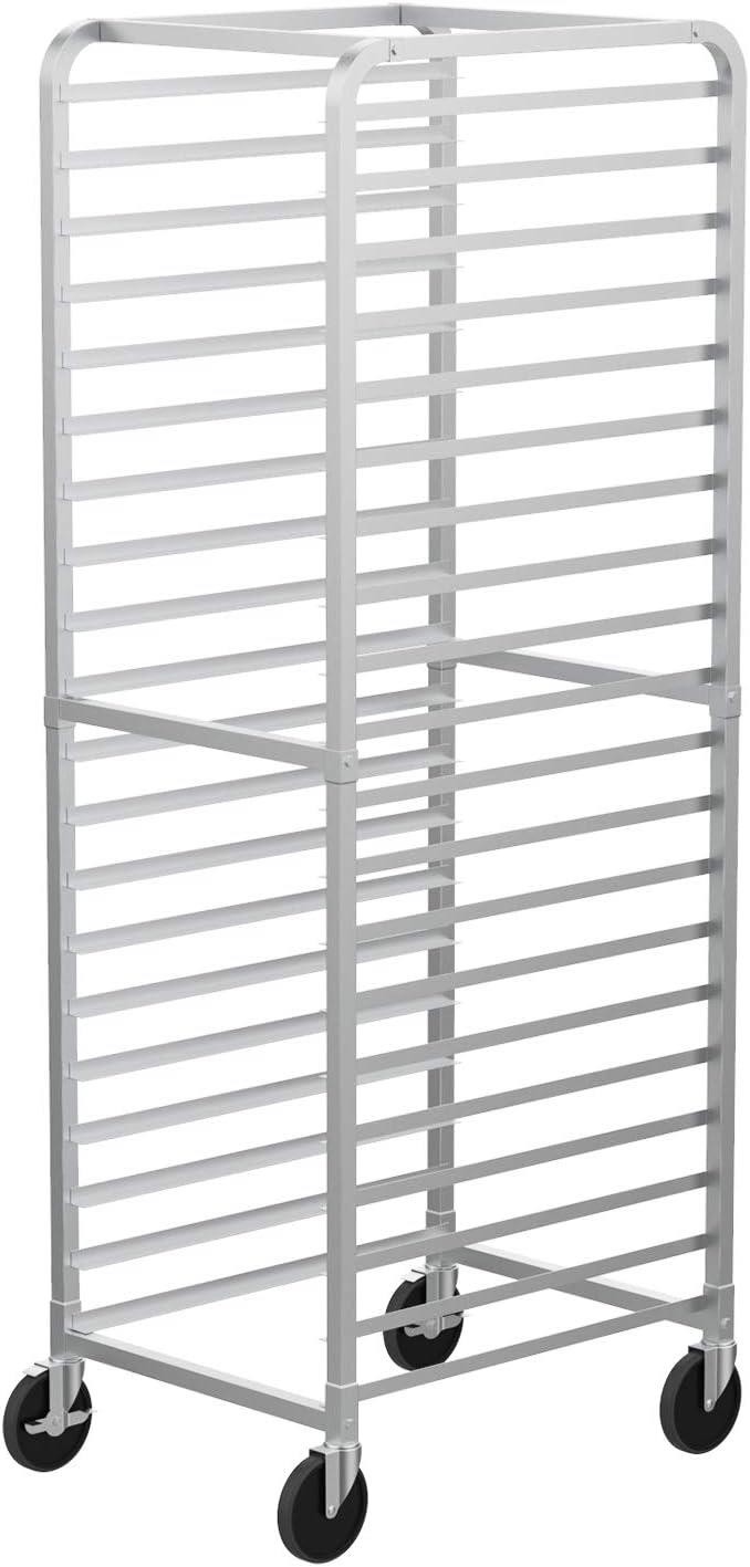 20-Shelf Aluminum Bakery Rack, Storage Rack for Full & Half Size Sheet Pans