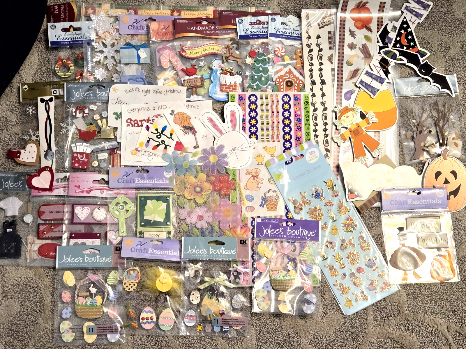 Holiday Sticker Lot Jolee's Christmas, Valentine's, Easter, Halloween, +++ NEW