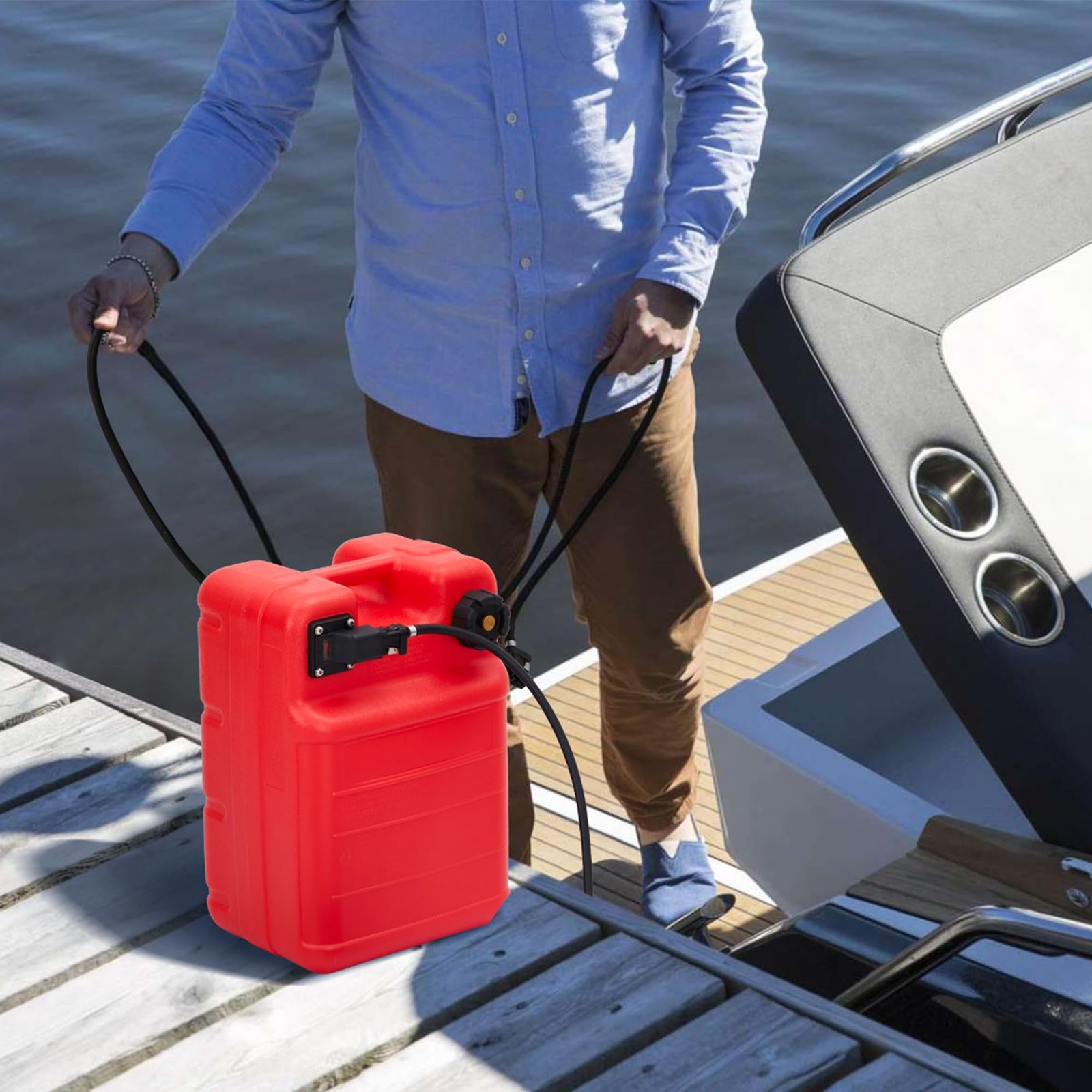 6Gallon Portable Tank,Marine Tank,Outboard Boat Gas Tank With Line,Easy to Carry