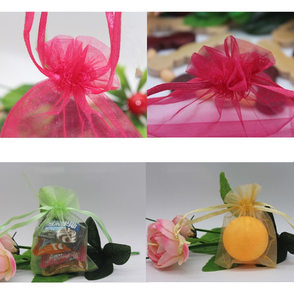 100pcs Drawstring Bags Multicolor Wedding Favor Bag Organza Gift Bag Pouch 4"x5"