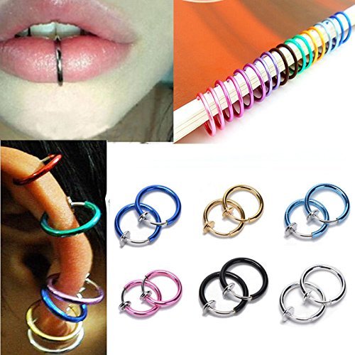 Clip-On Spring Action Non-Piercing Fake Septum Lip Cartilage Nose Tragus Ring