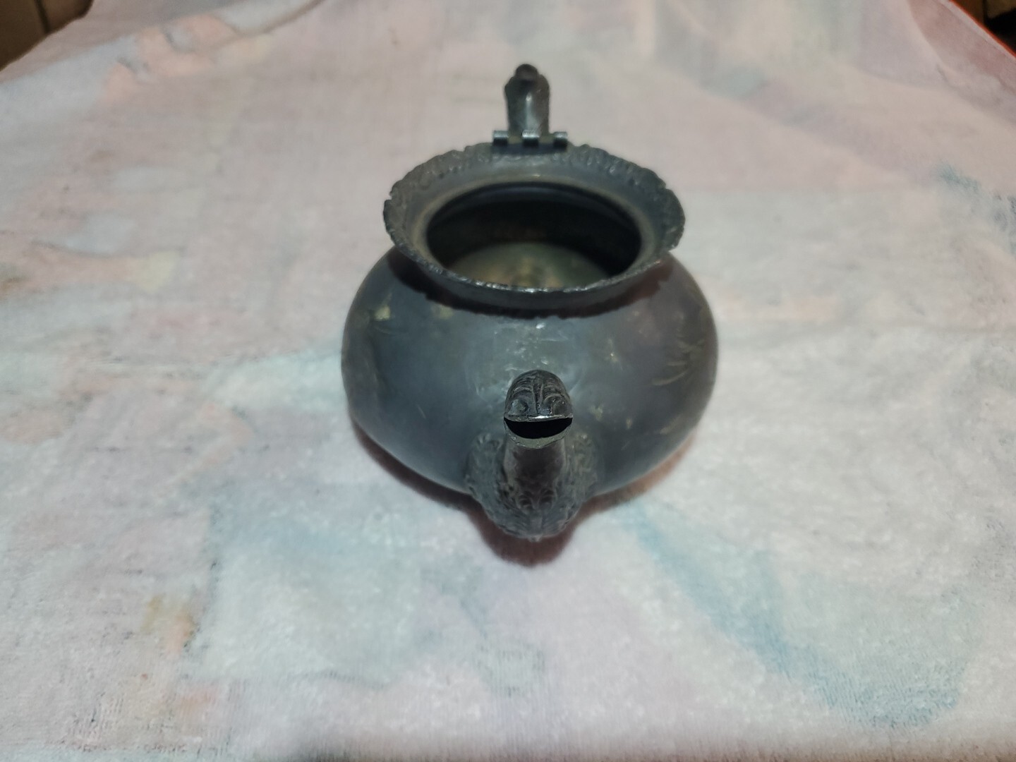 Beautifully hand-carved antique silver-plated teapot