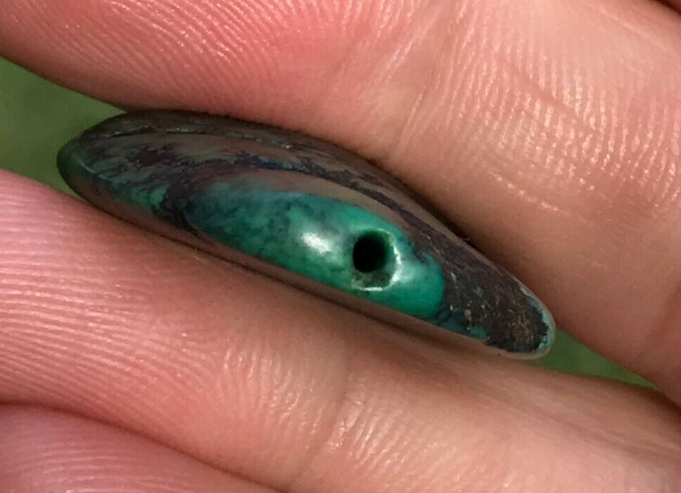 ANTIQUE RARE VERY OLD TIBETAN TURQUOISE BEAD - BEAUTIFUL WORN PATINA