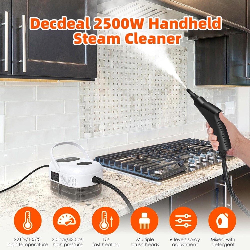 2500W LCD Maquina de limpieza a vapor limpiador para auto carro casa hogar US