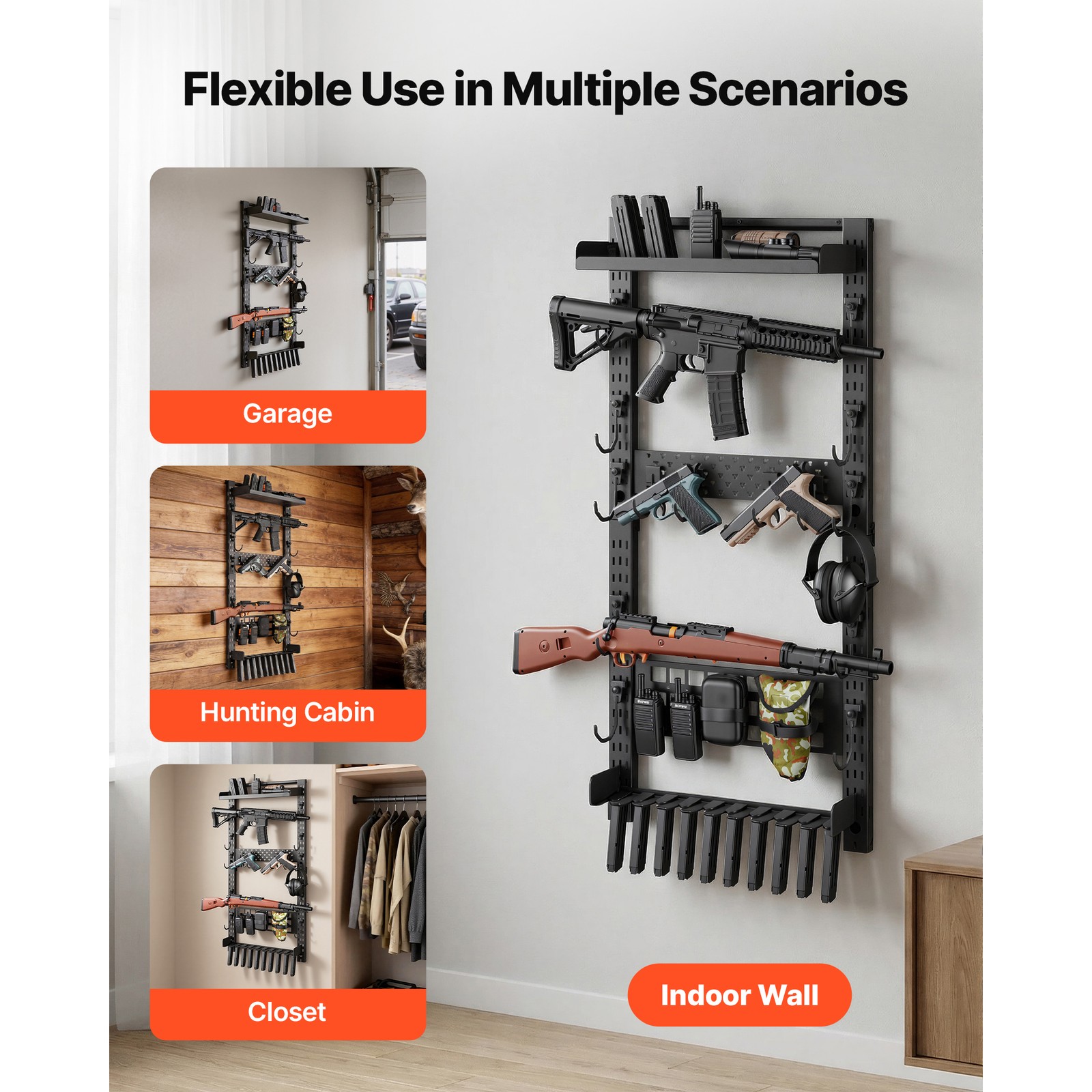 Uimoso Steel Wall Mount Gun Rack for Rifles, Shotguns, and Tactical Gear Storage