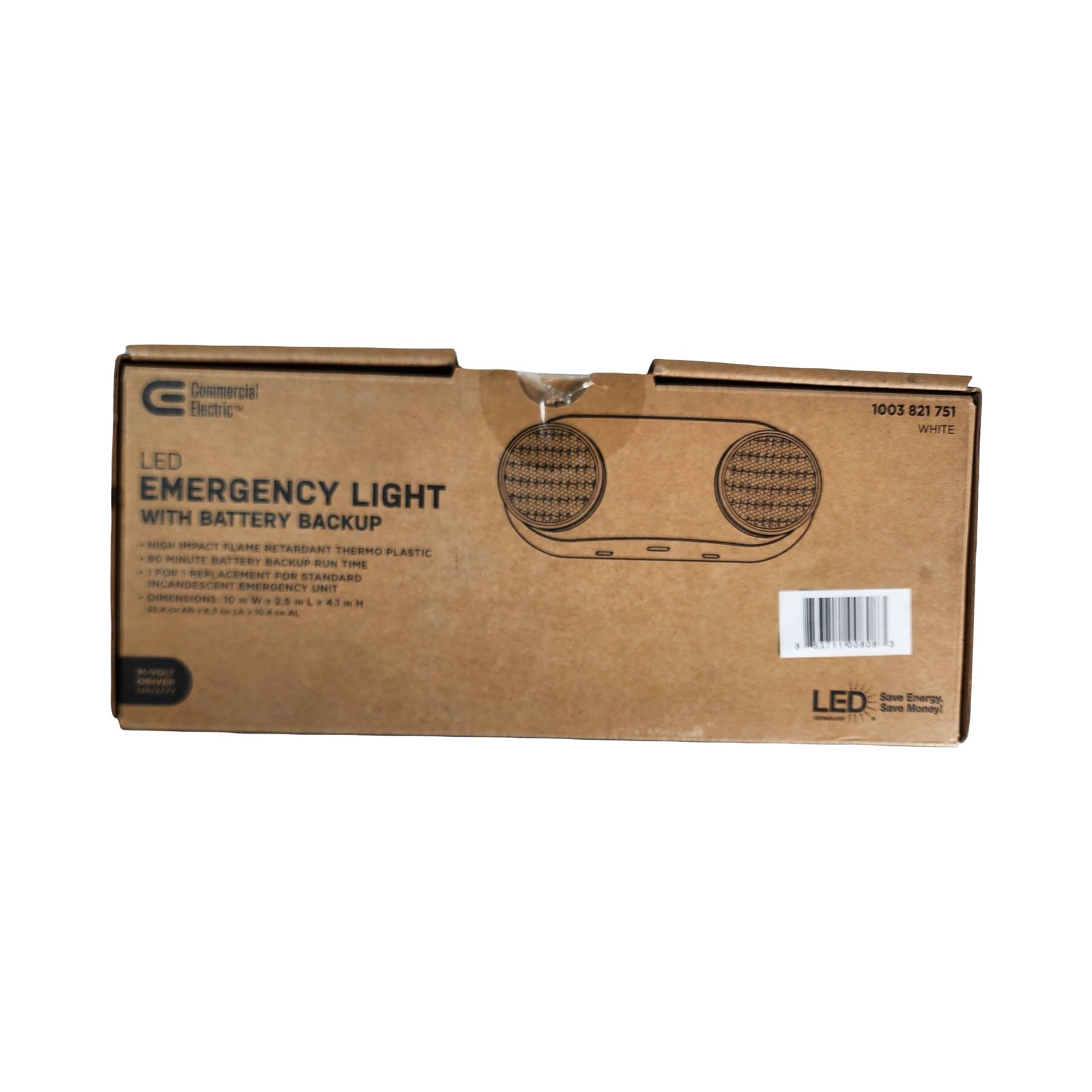 Commercial Electric LED Emergency Light Fixture with Battery Backup 120/277V