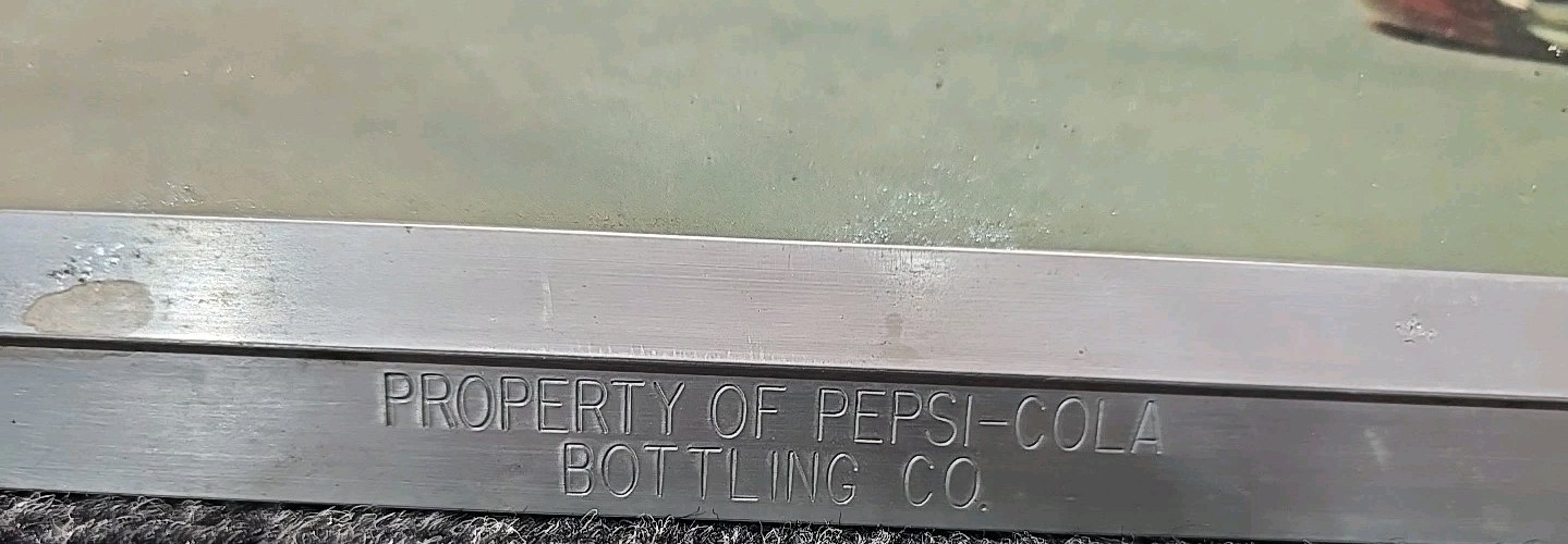 1950s/60s Pepsi Cola Cardboard Advertising Sign With Original Aluminum Frame