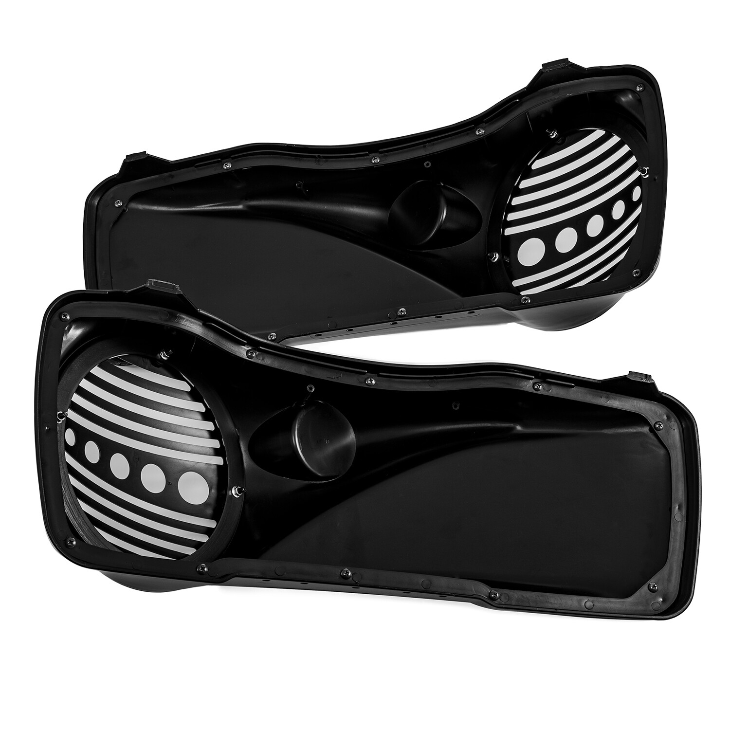 Vivid Black 8" Speaker Lids w/ Tweeter port For Harley 1994-13 Touring FLTR FLHT