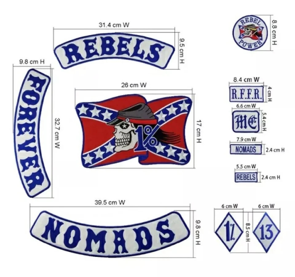 REBELS NOMADS FOREVER Embroidered Biker Patch Iron On SET