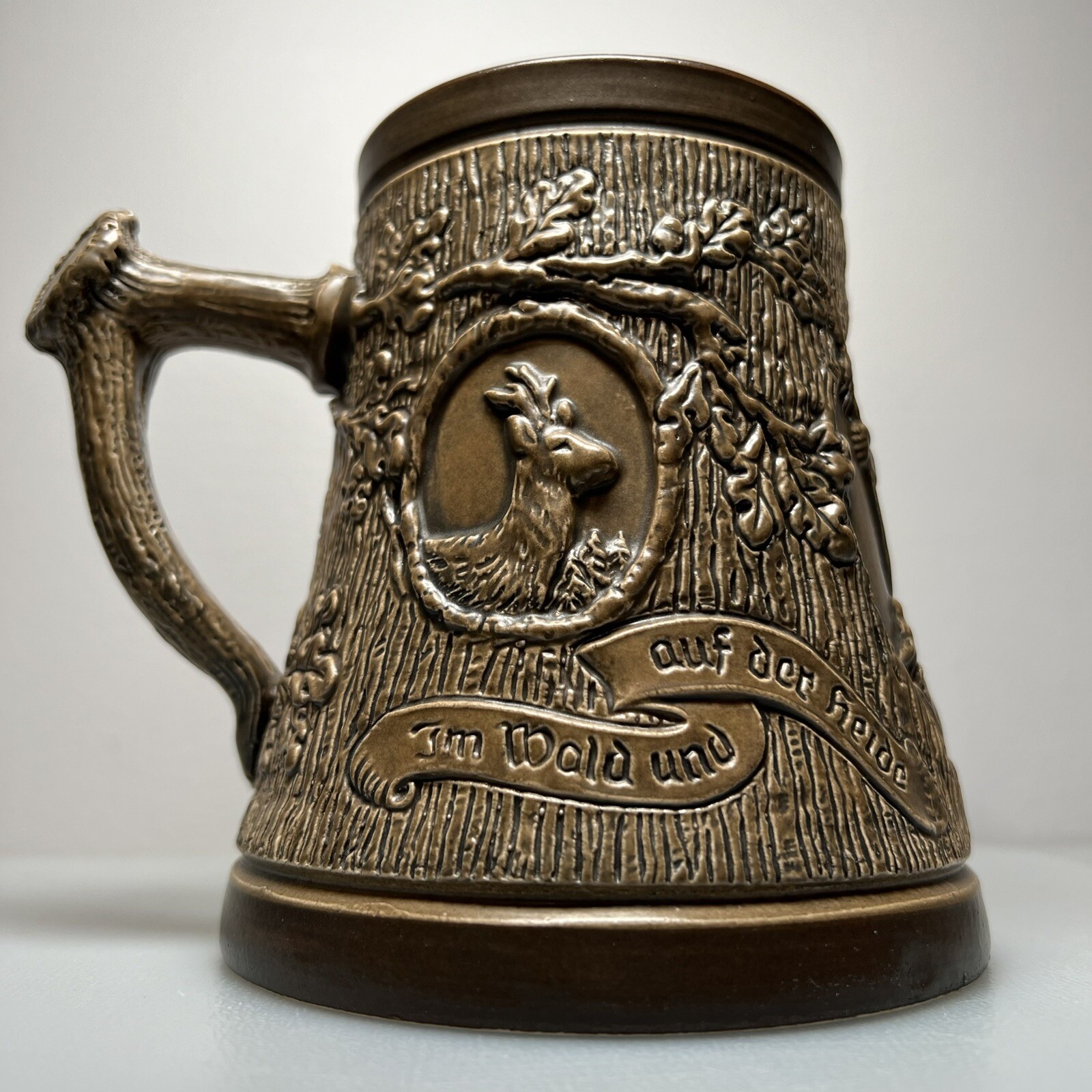 Western Germany Ceramic STAG ELK Beer STEIN MUG Hunter Dogs Black Forest German