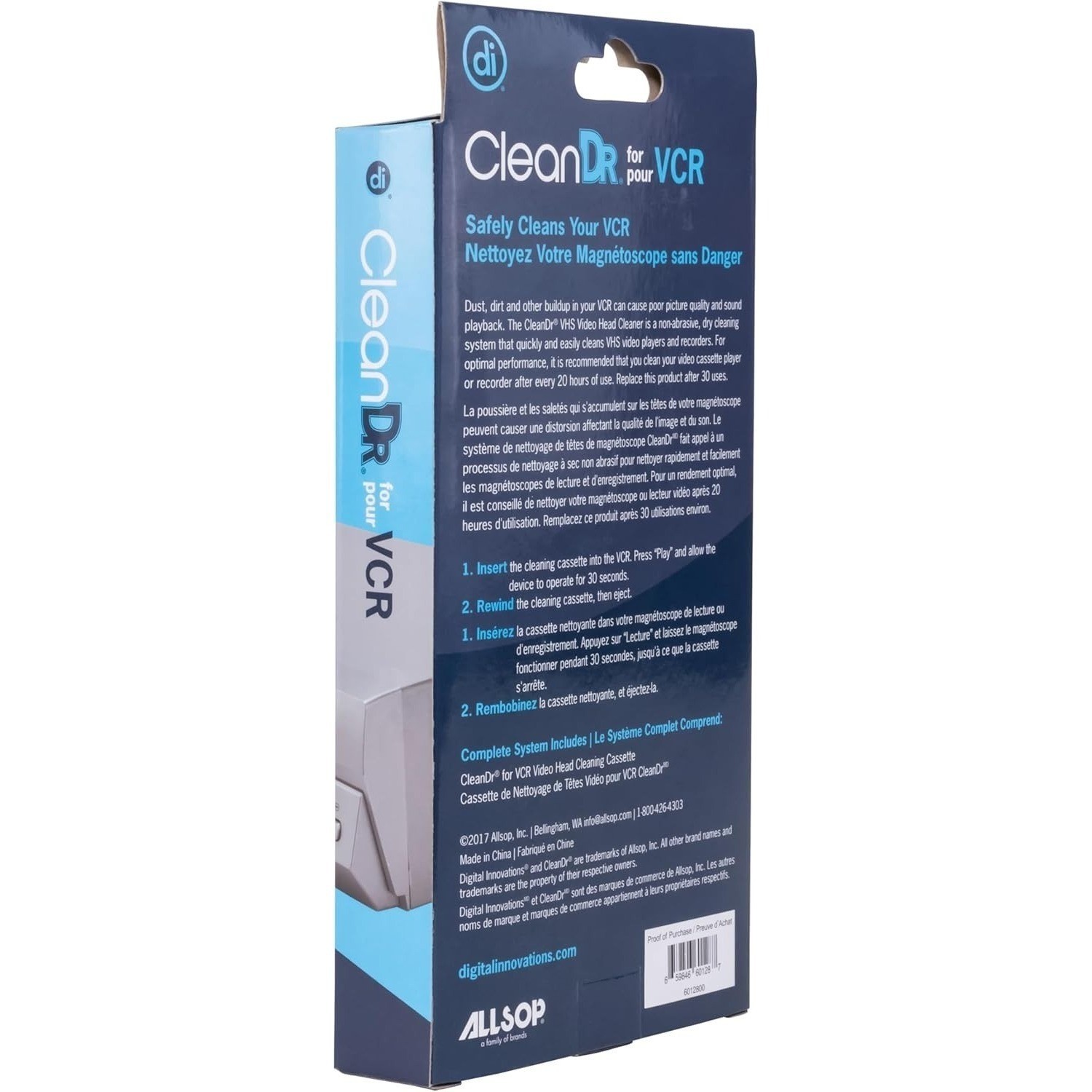 Allsop di CleanDr VHS Video Head Cleaner Non-abrasive Dry Cleaning for VCR/VHS