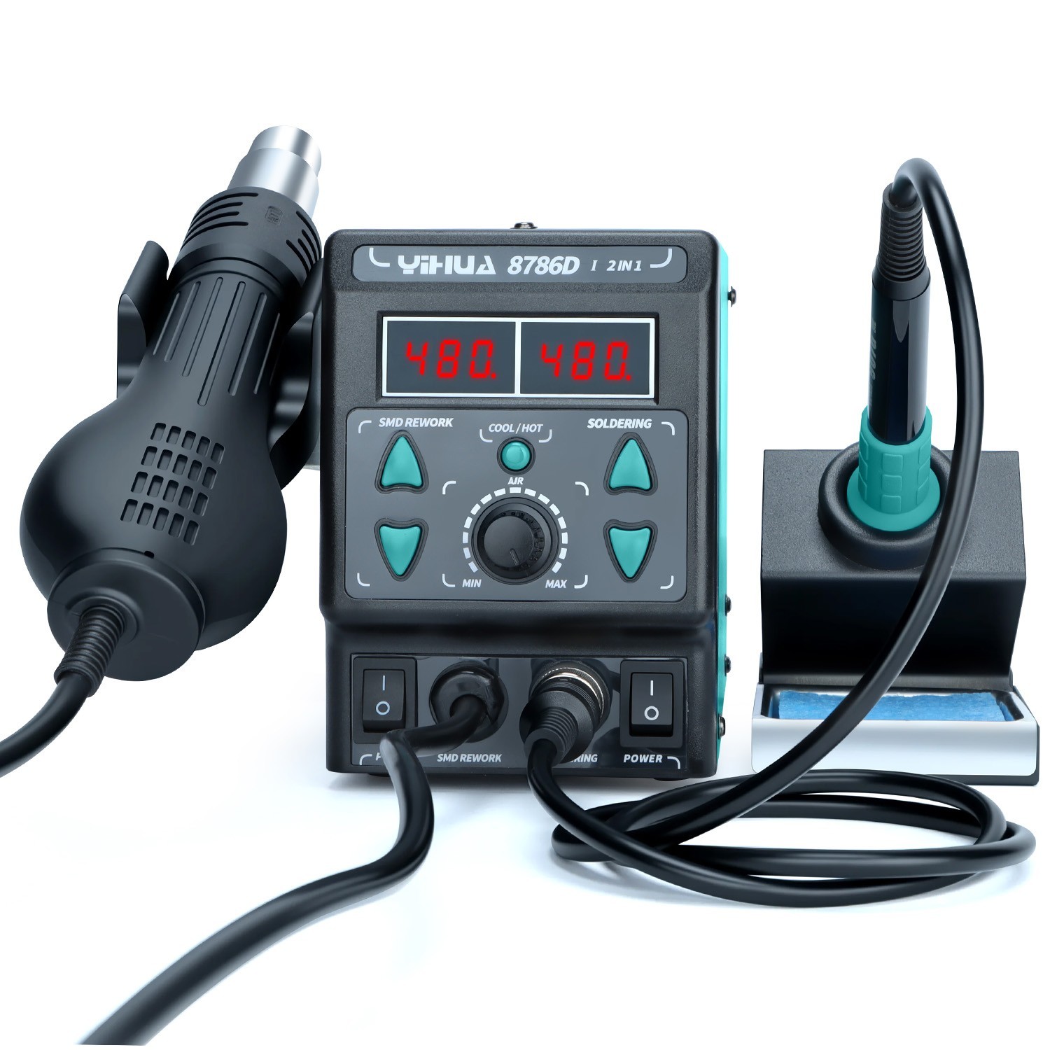 YIHUA 8786D-I Dual LED Digital Soldering Station with Hot Air Desoldering Rework