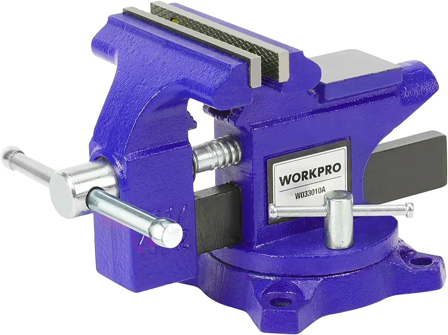 WORKPRO Bench Vise 4-1/2" Vice for Workbench, Swivel Base Bench for Woodworking