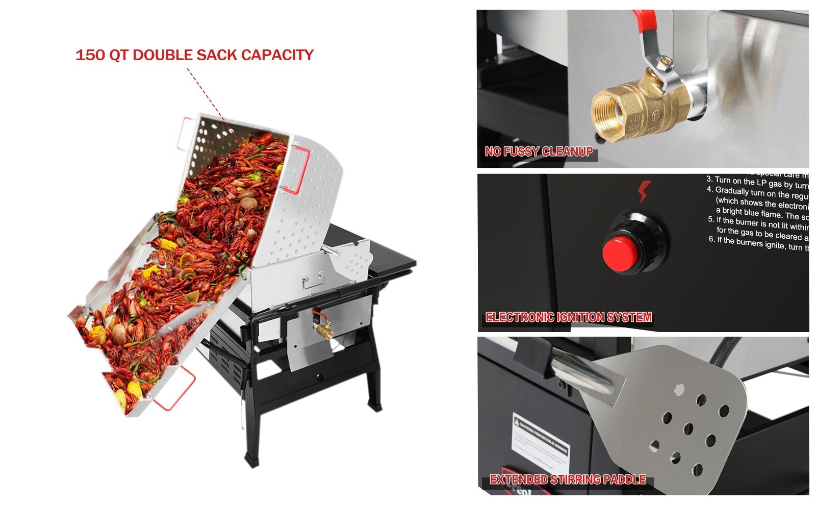 Creole Feast 150 QT Crawfish Boiler Outdoor Stove Propane Gas Seafood Cooker