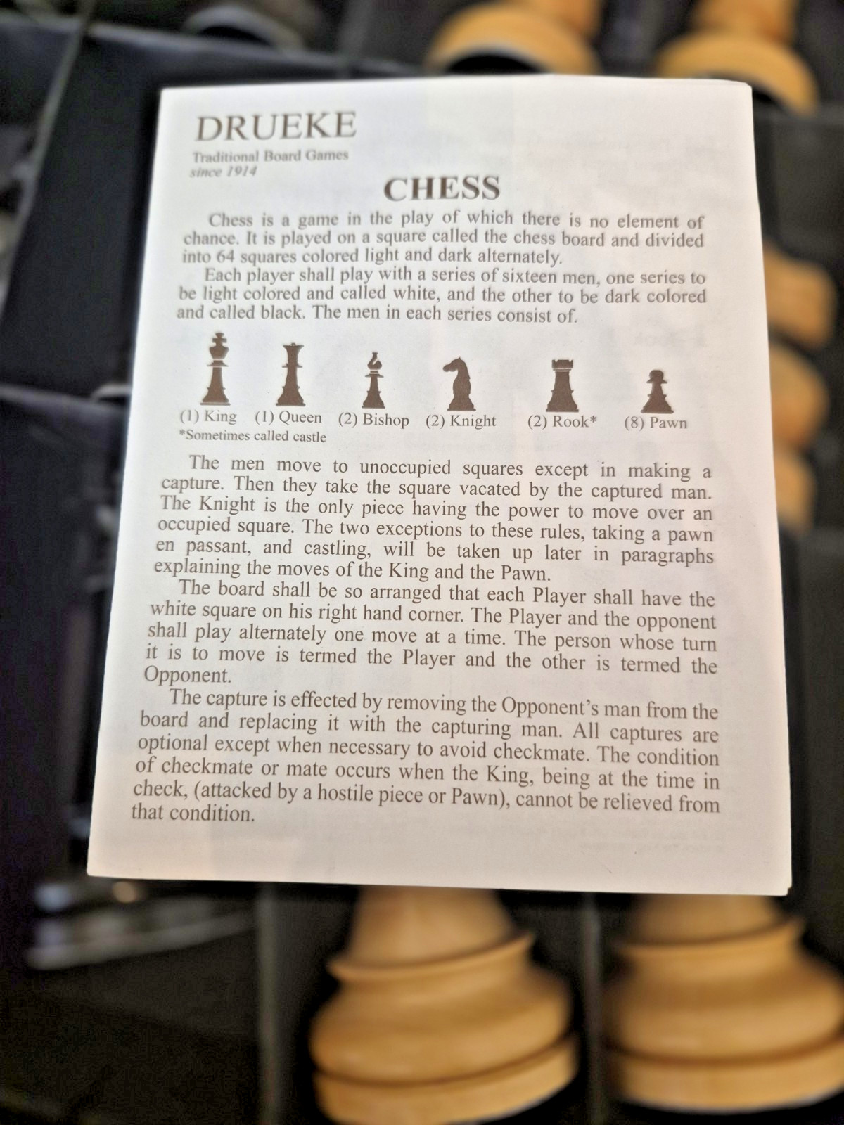 Drueke Luxury Box Wood Ebony Staunton Chess Set 4" King Players Choice? Weighted
