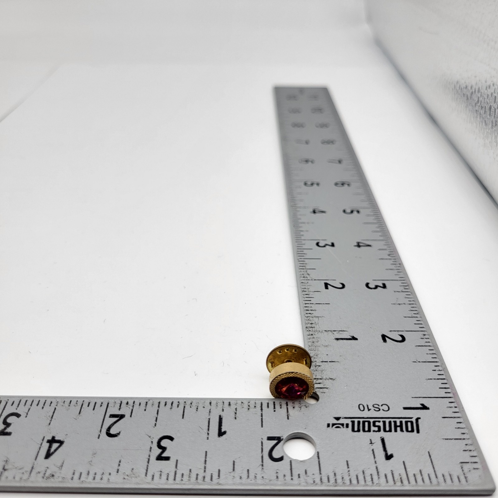 Dapper Vintage Rivoli red rhinestone tie tack lapel pin Preppy Hipster