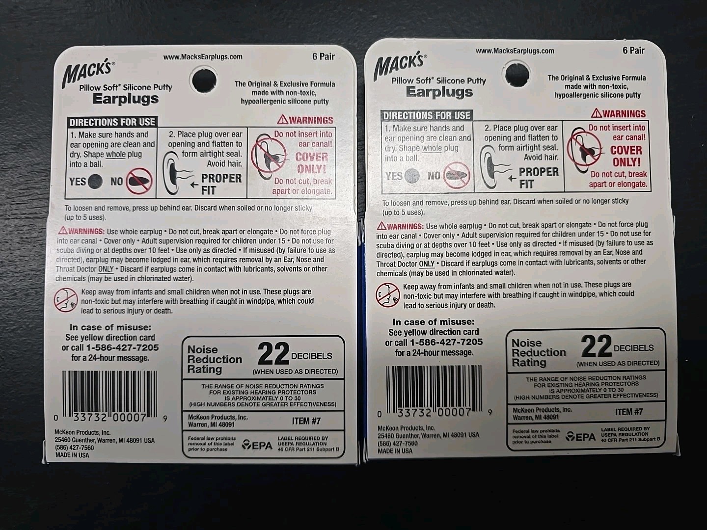 Mack's CLEAR Swim Ear Plugs Waterproof Moldable Silicone 6 PR ( 2 pack )