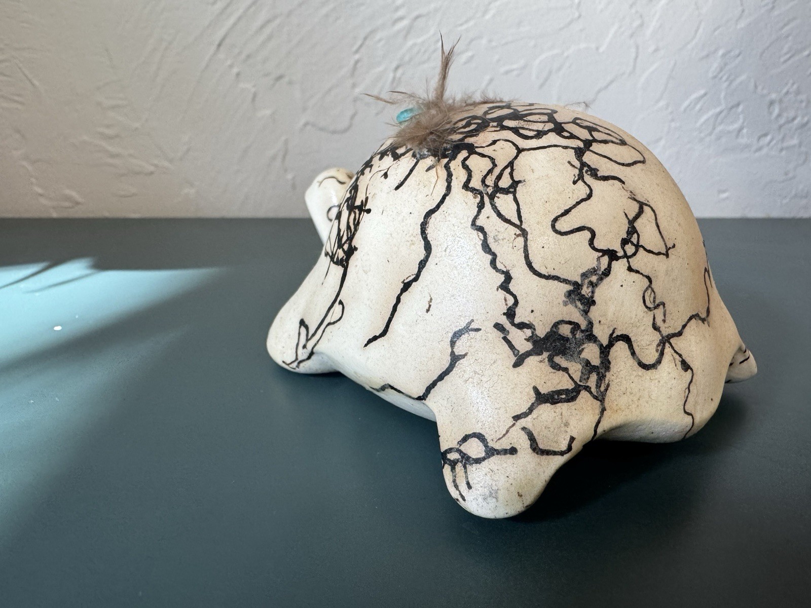 RARE Navajo Horse Hair Pottery, tortoise Navajo Figurine, Signed “LIWEZ”