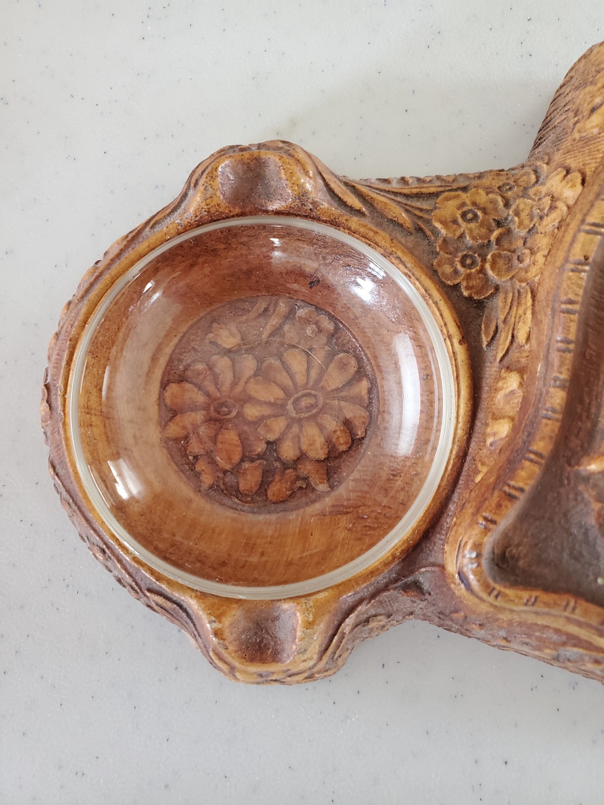 Vintage Syroco Indian & Horse Double Ashtray & Cigarette Box 1930s-40s Rare B5