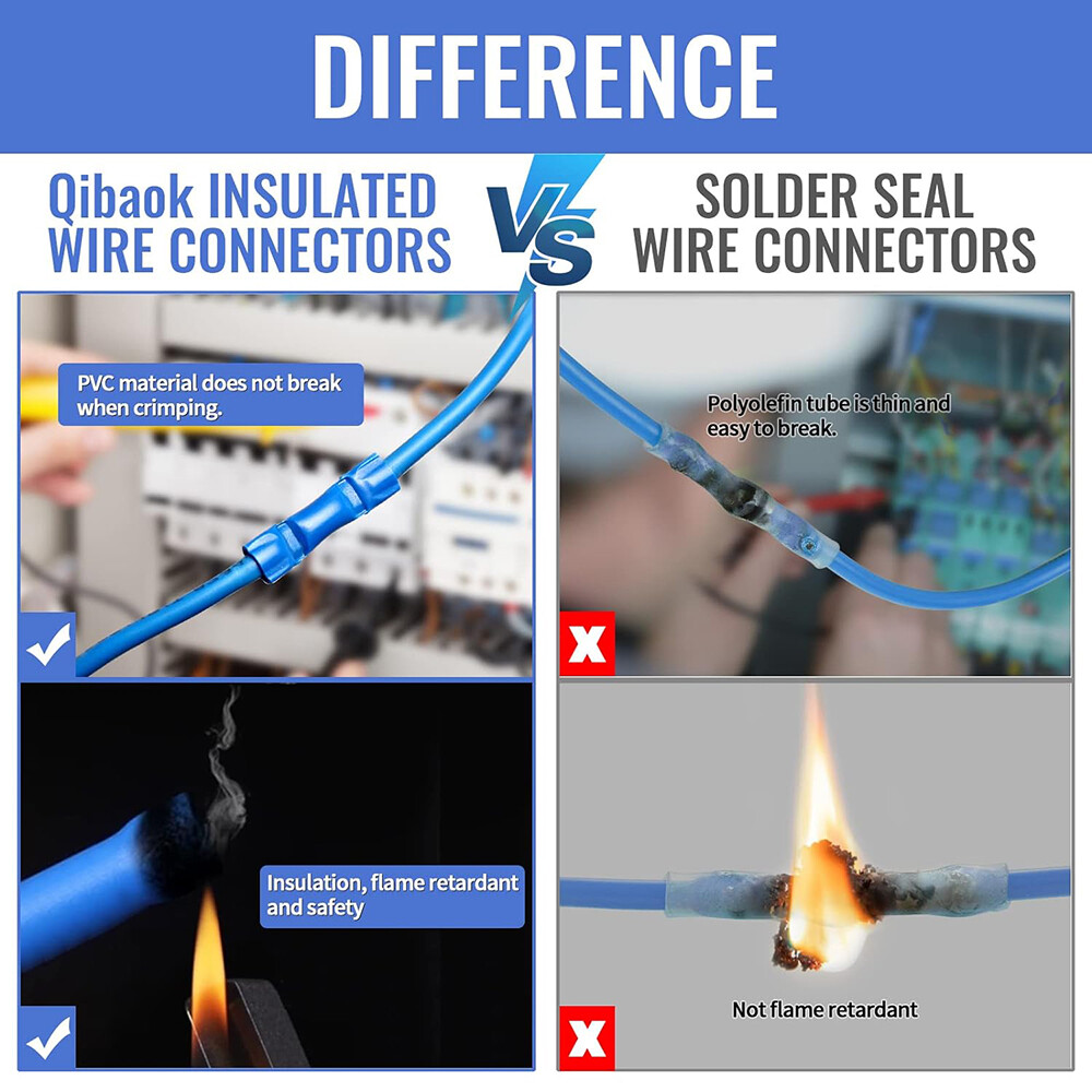 500Pcs Insulated Electrical Straight Butt Splice Crimp Wire Connectors Terminals