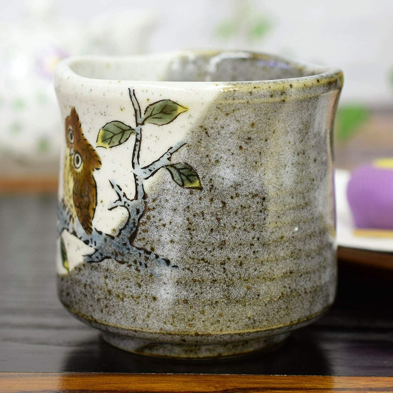 KUTANI YAKI ware Japanese Yunomi Tea Cup Owl 4775