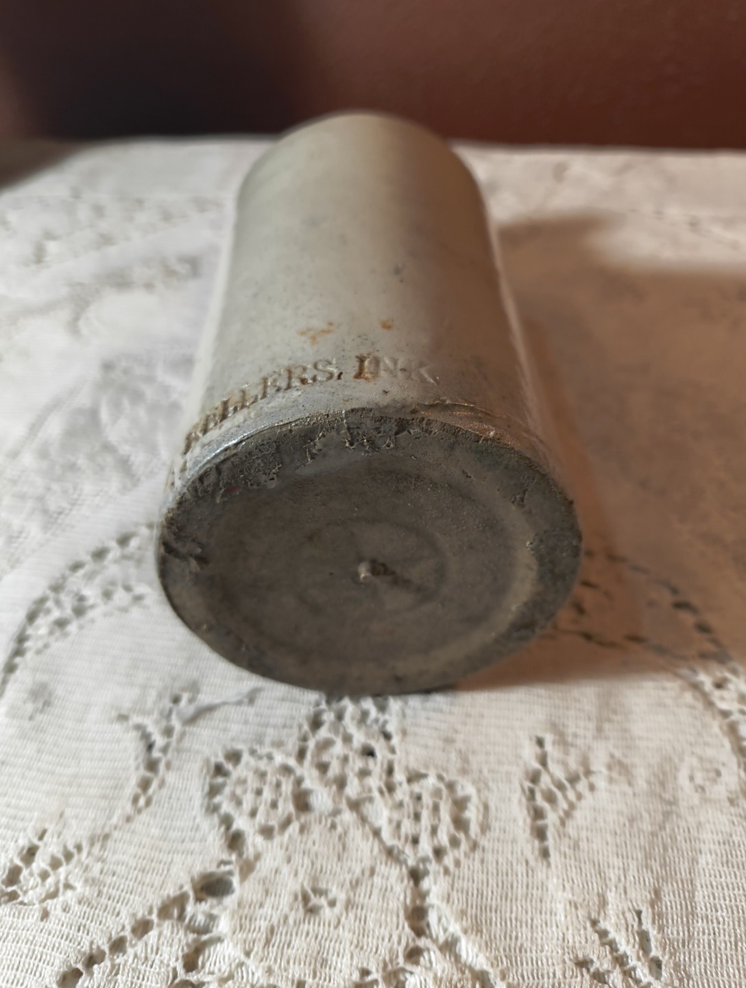 Antique Keller's Ink Stoneware Master Ink Bottle With Pour Spout