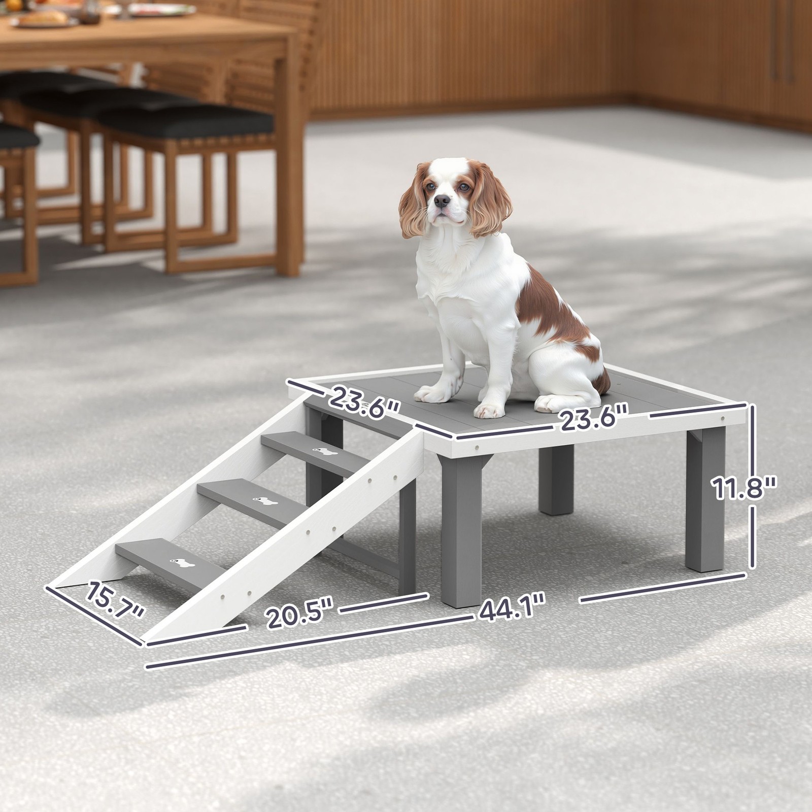 PawHut Wooden Dog Training Platform, Pet Training Place Board, Gray
