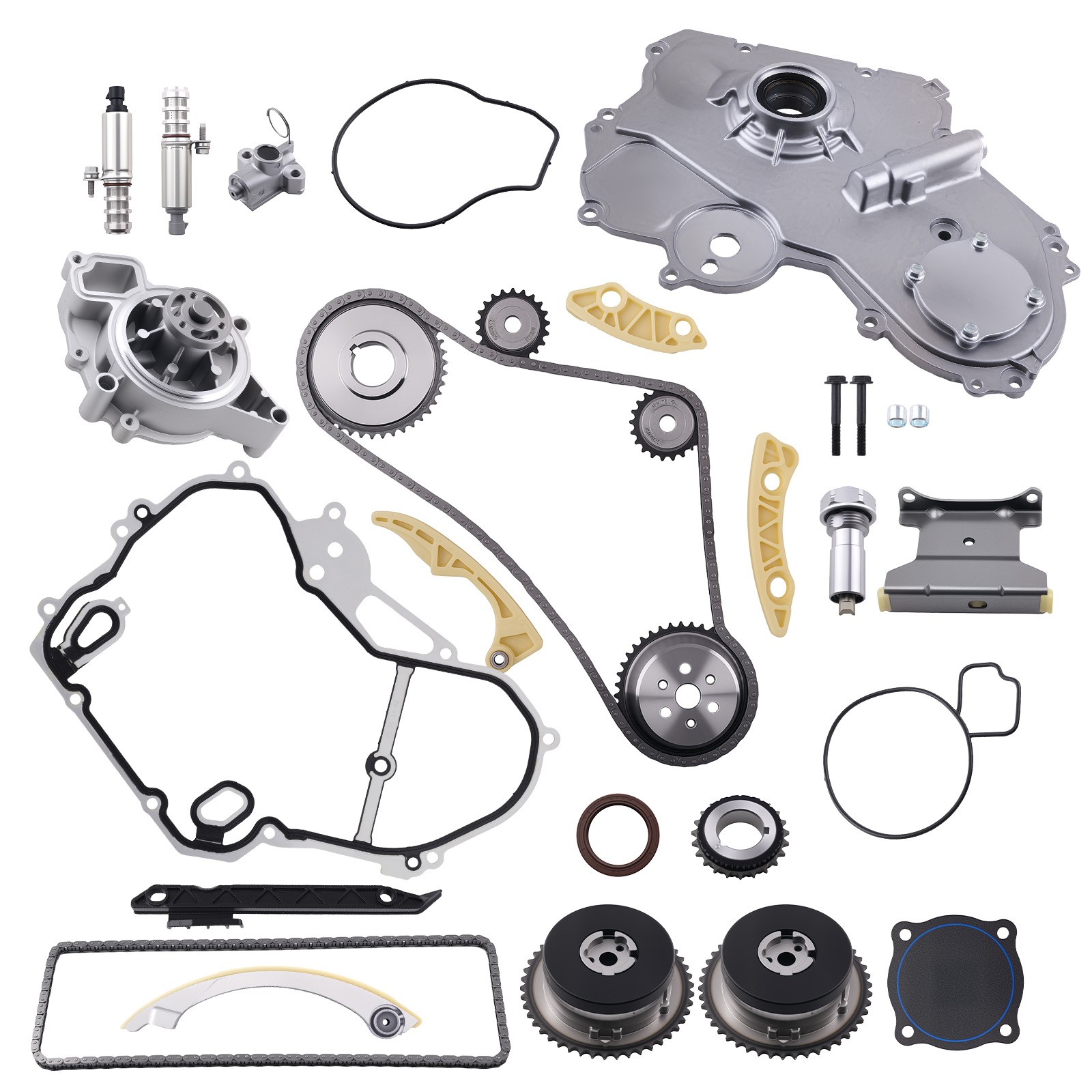 Timing Chain Kit & VVT Selenoid Actuator Oil Water Pump For 09-17 GM 2.4L Ecotec