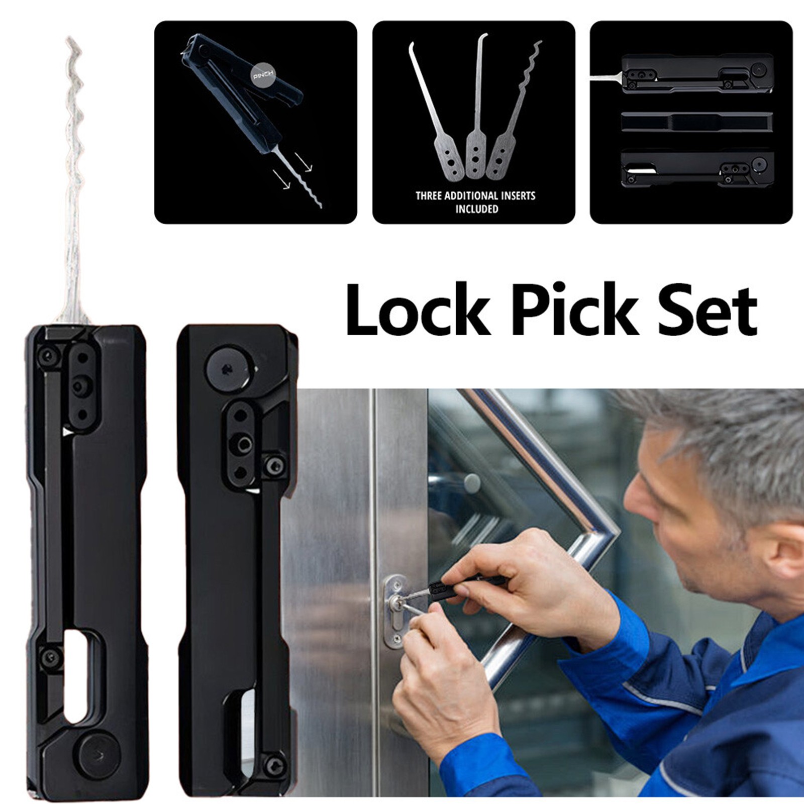 3Pcs Multi-Function Portable Grav Pick ABS Plus Iron Lock Outdoor Repair Tool