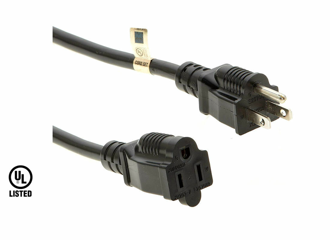 1 2 3 6 10 25 Ft Foot Premium Extension Power Cable 3 Prong Electrical Cord UL
